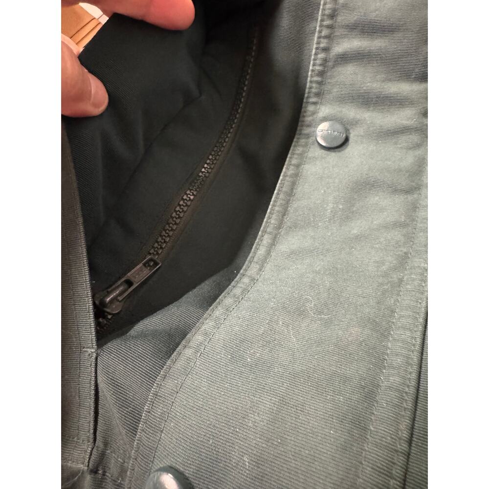 Vintage Carhartt Hooded Work Chore Jacket Green Distressed Workwear Coat XXL - Picture 5 of 11